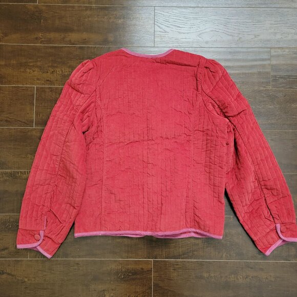 Free People Natalia Quilted Jacket Womens M Red Velvet Cottagecore Country Chic - Picture 3 of 8
